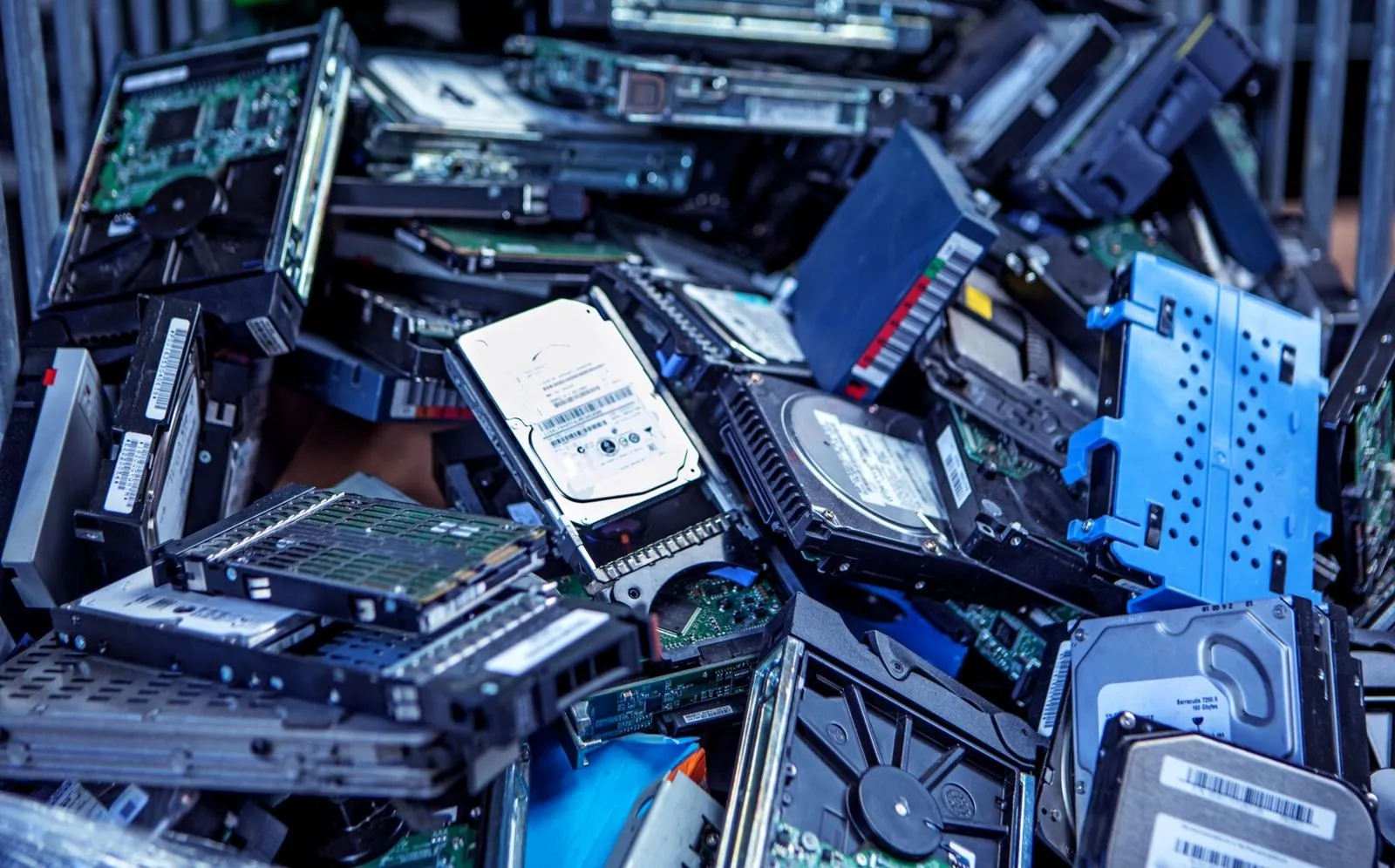 Pile of hard drives awaiting destruction
