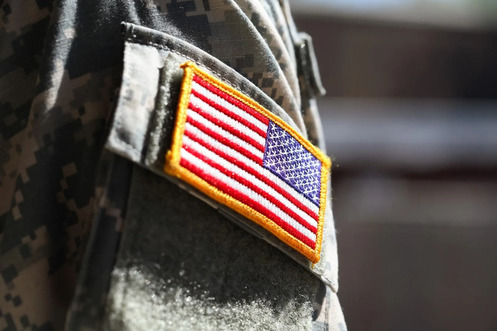 US flag patch on a military uniform