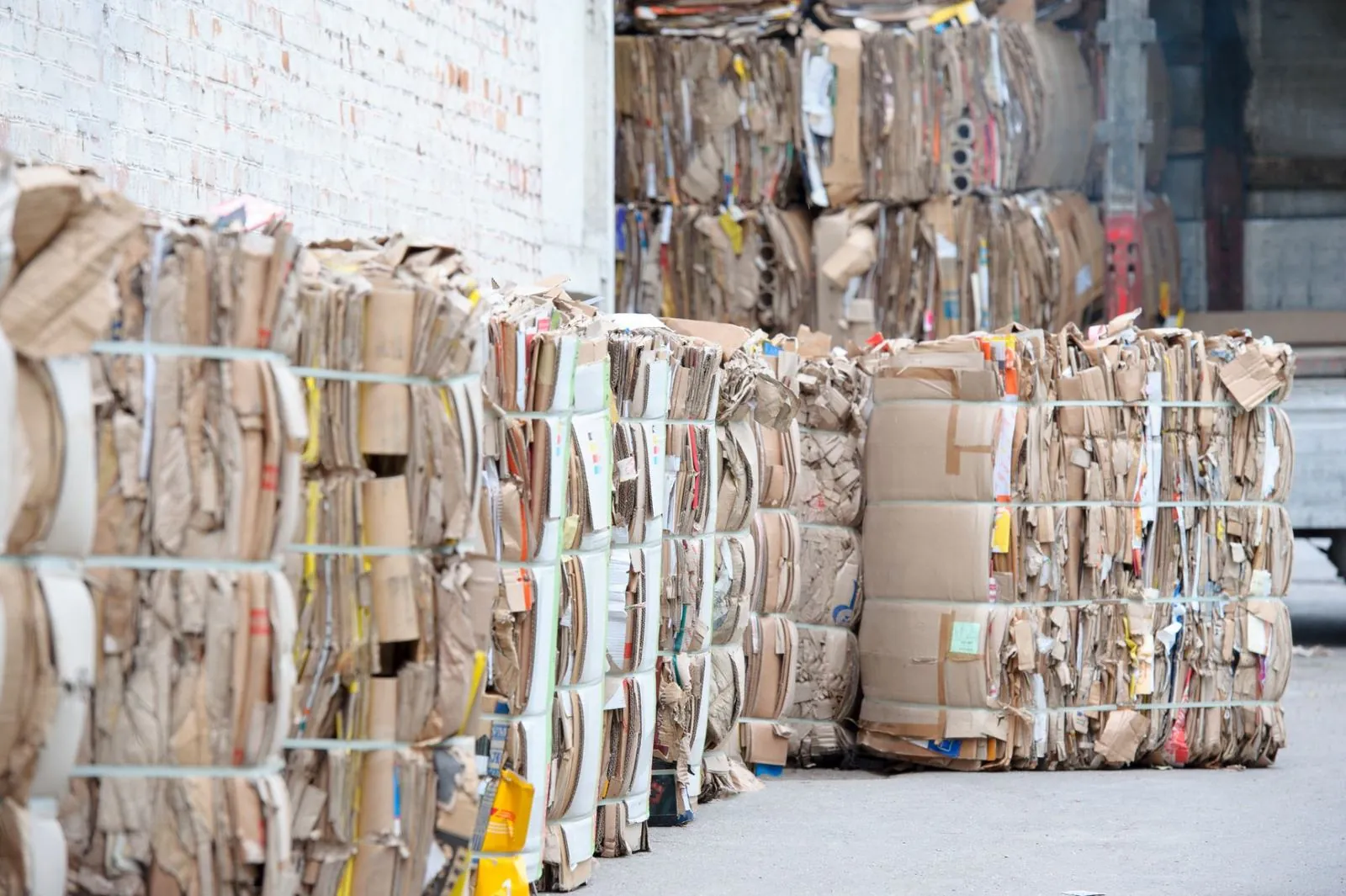 Baled cardboard ready for recycling
