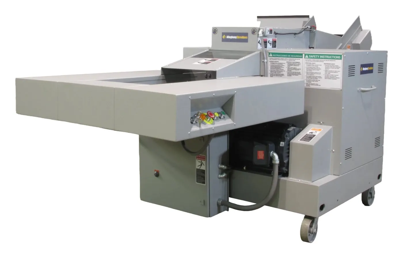 Allegheny Shredders industrial shredder with conveyor feed table