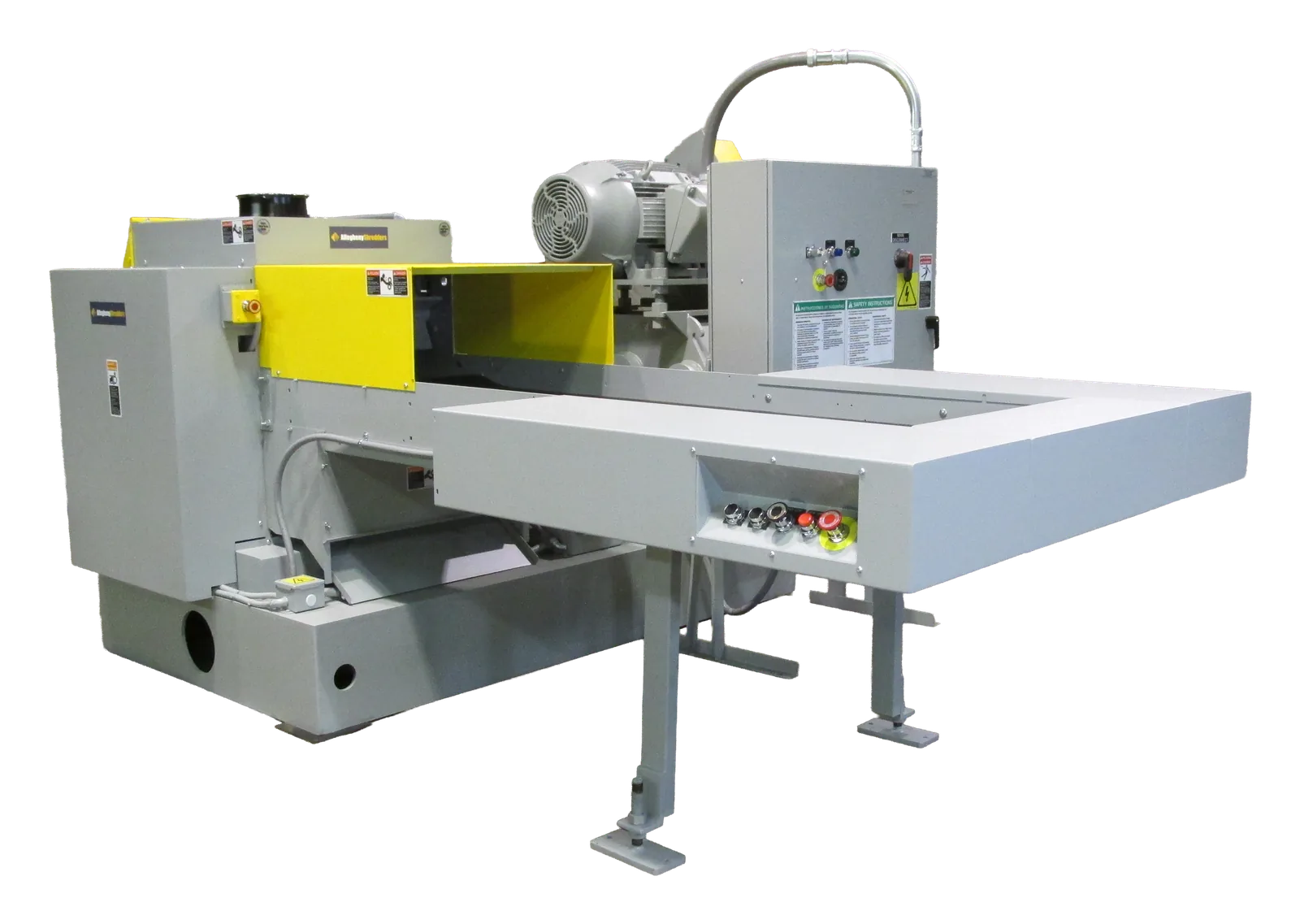 Allegheny Shredders 30-Series industrial paper shredder with infeed table