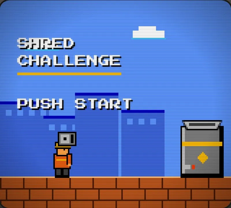 Shred Challenge title screen: a worker holding a hard drive next to an Allegheny shredder