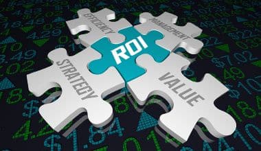A blue puzzle piece marked as ROI fits neatly into other puzzle pieces marked as Value, Strategy, Efficiency and Management.
